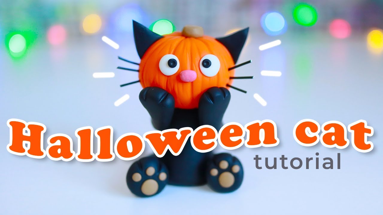 EASY! HALLOWEEN PUMPKIN CAT Polymer Clay Tutorial