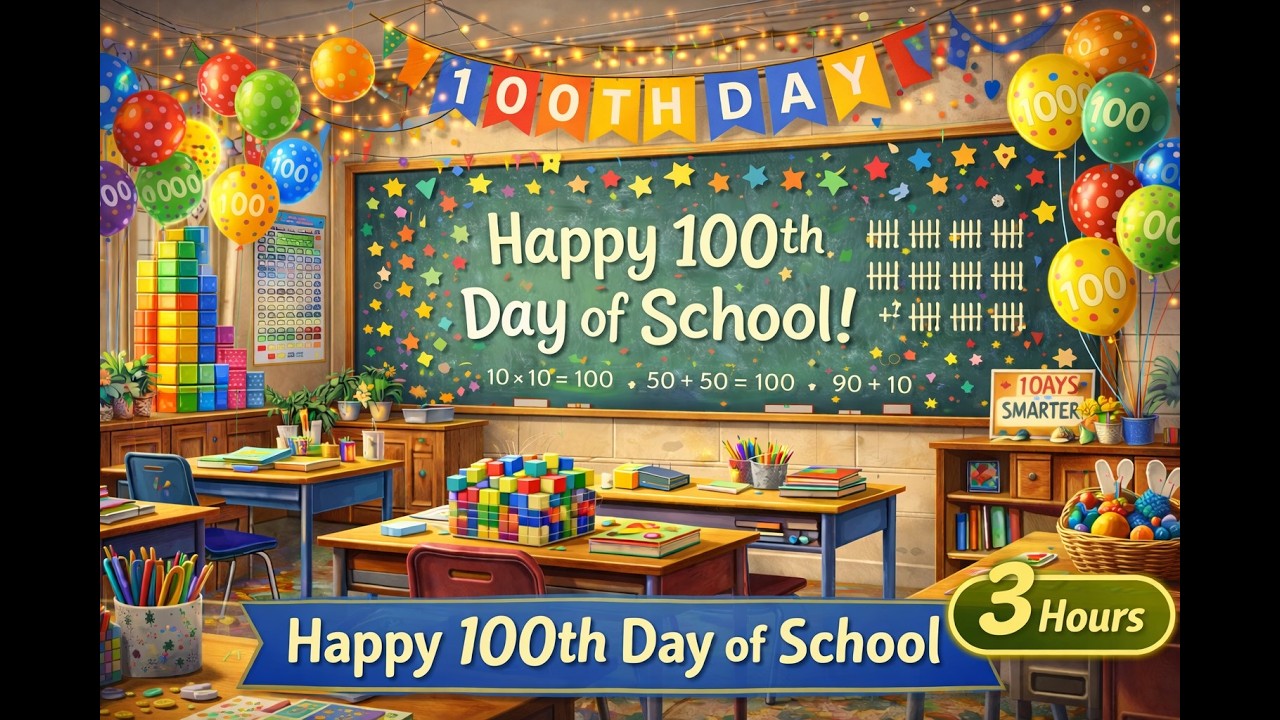 Happy 100th Day of School 💯 | Focus Music Classroom Ambience | 3 Hours