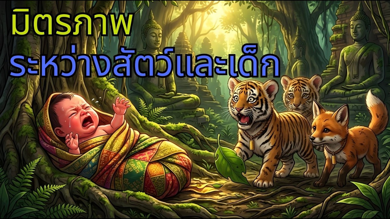 ลูกเสือน้อยและลูกจิ้งจอกที่กำลังเล่นสนุกกัน บังเอิญไปพบเด็กน้อยที่ถูกทอดทิ้ง| นิทาน, นิทานพื้นบ้าน I