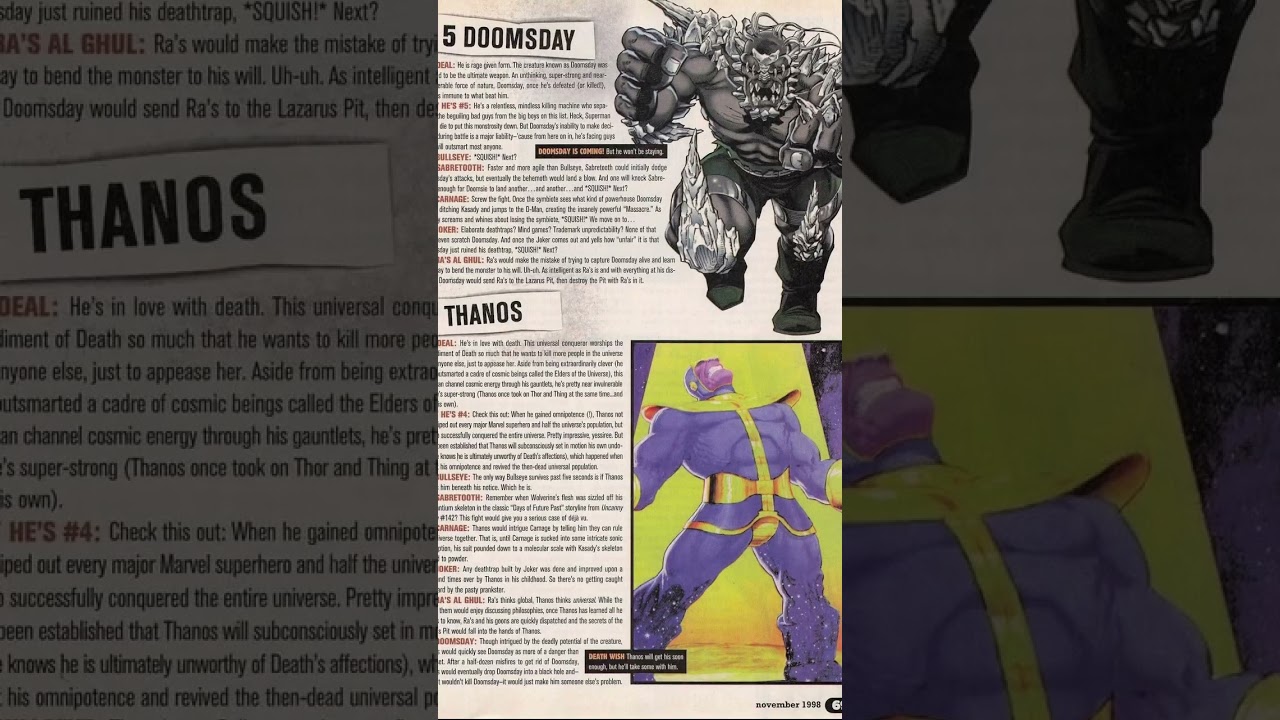 Wizard Magazine’s “10 Most Dangerous Villains in comics” from 1998. 
