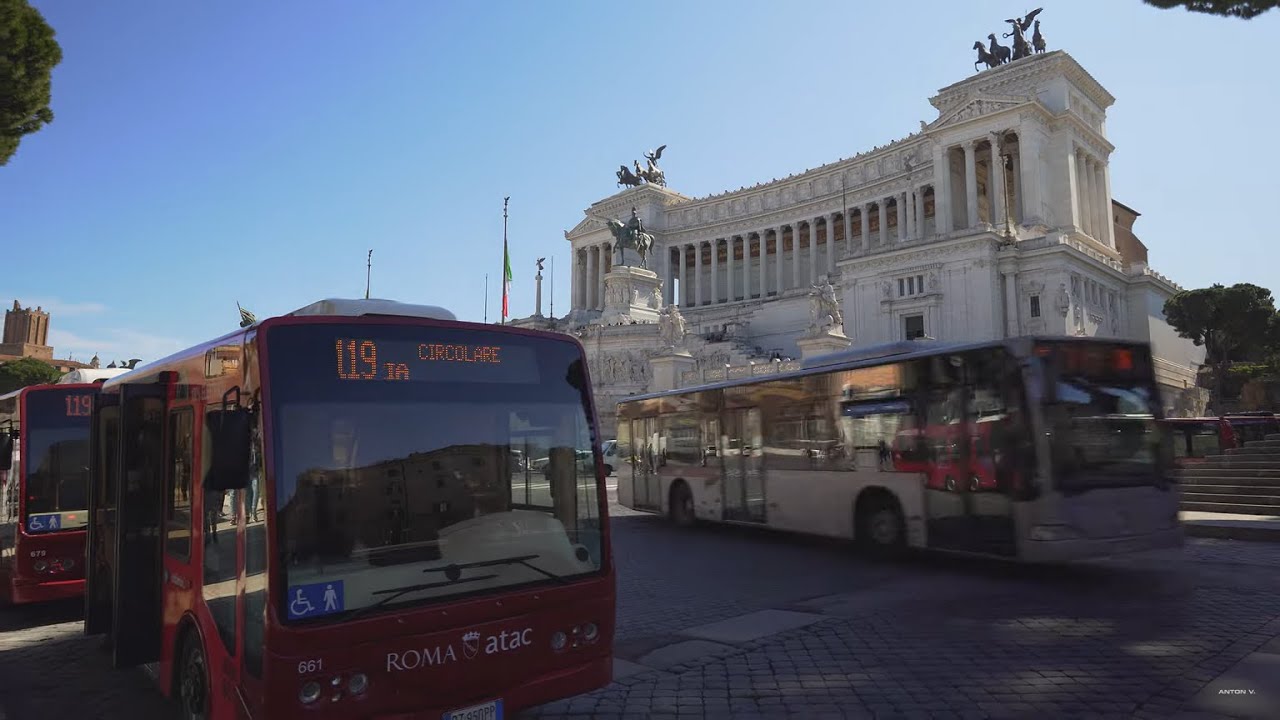 Italy, Rome, electric bus 119 ride from P.za Venezia to Spagna