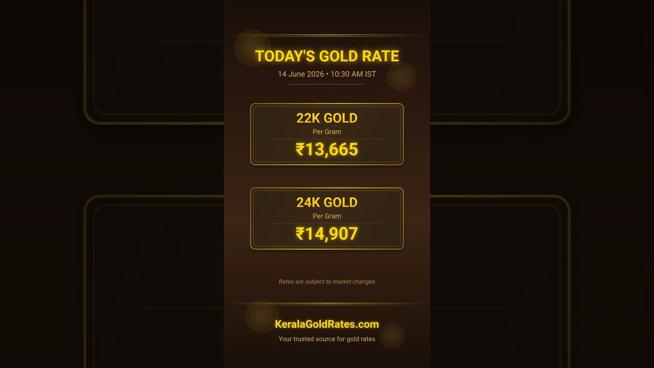 Kerala Gold Rate Today (14 June 2026) 💰 | 22K & 24K Gold Price Today in Kerala #gold #kerala