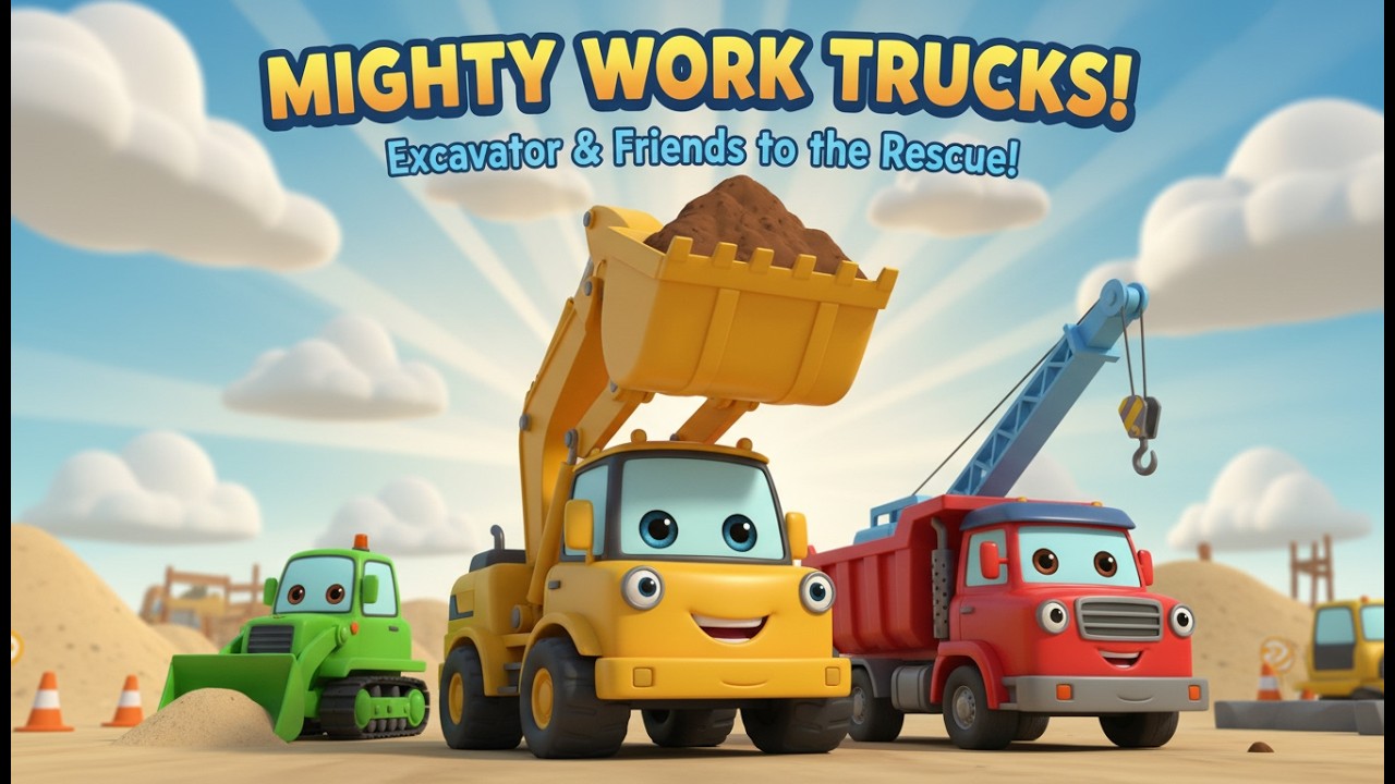 Mighty Work Trucks to the Rescue! 🚜 Excavator, Crane & Dump Truck Teamwork Song | Heho Heaveho!
