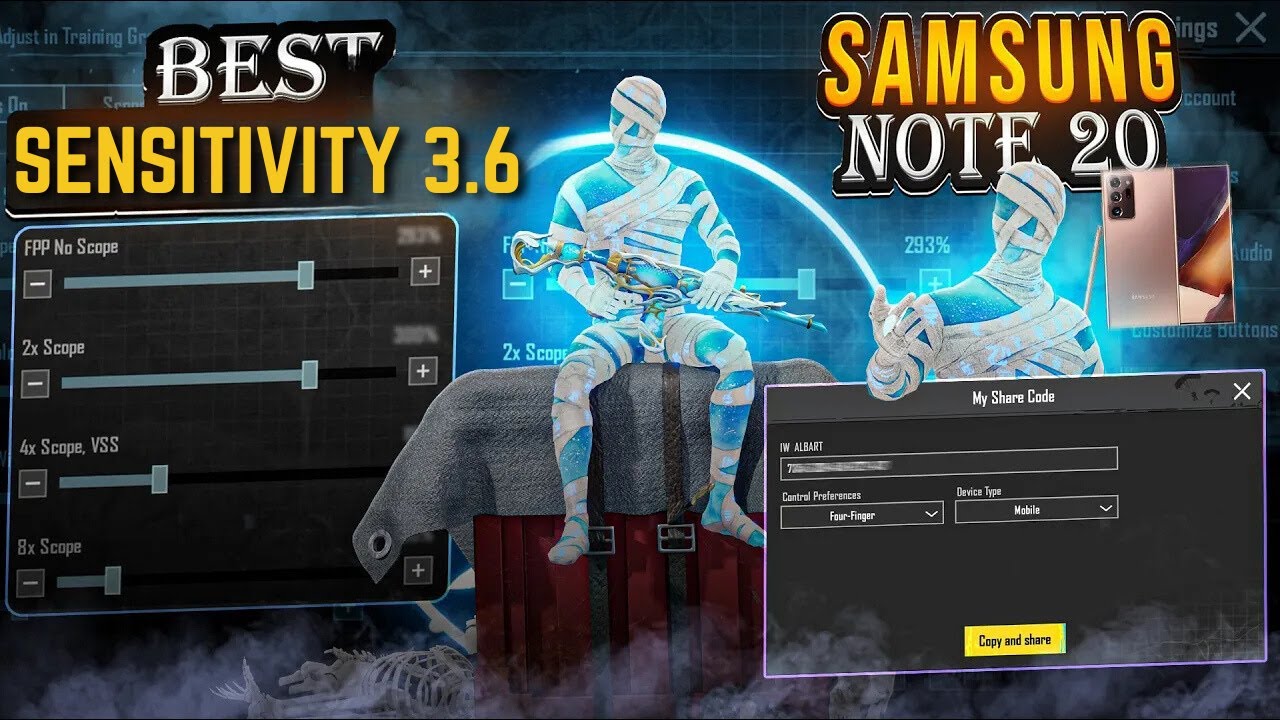PUBG Sensitivity Code: Samsung Note 20 5G🔥 NO RECOIL 😱
