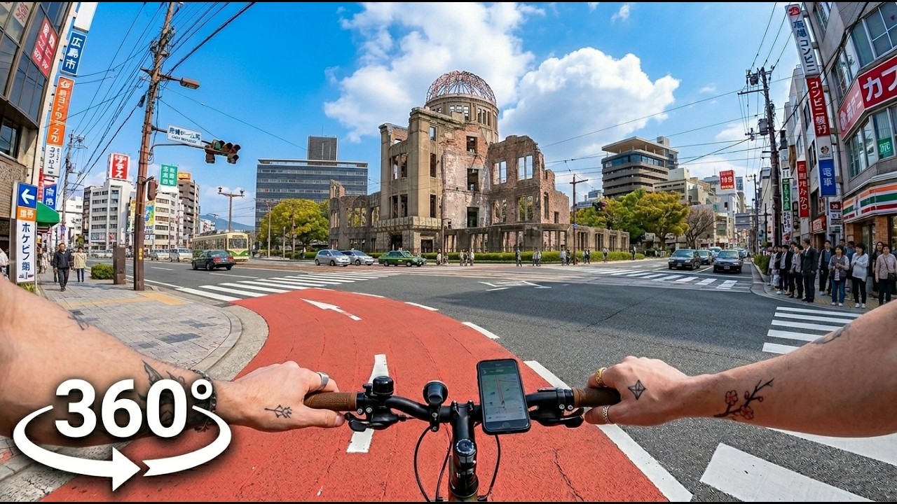 🚲 Hiroshima, Japan 360° Cycling POV City Tour in 4K