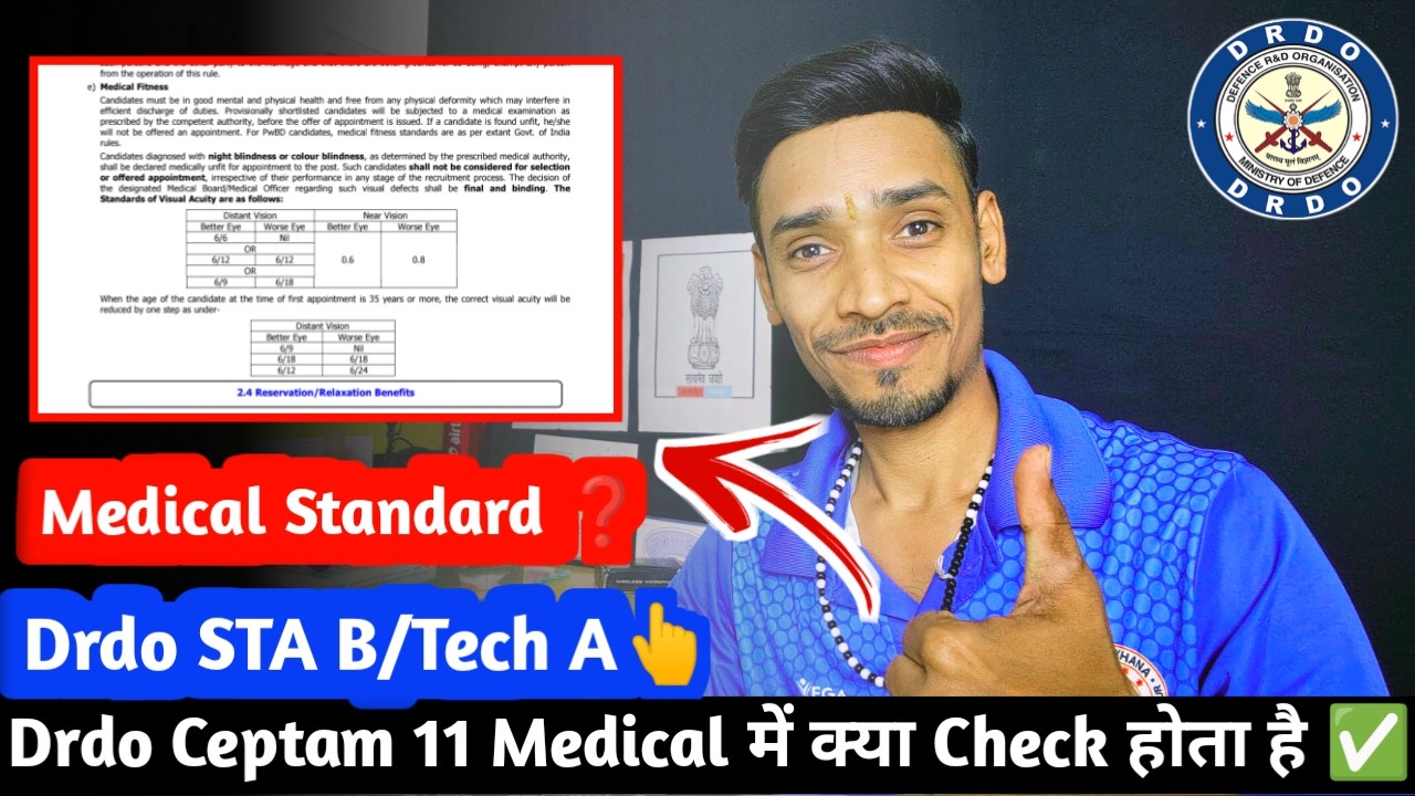 Drdo Ceptam 11 STA B/TECH A Medical Standard क्या है❓|क्या चस्मा लगा है Medical में बाहर हो जायेंगे🤔