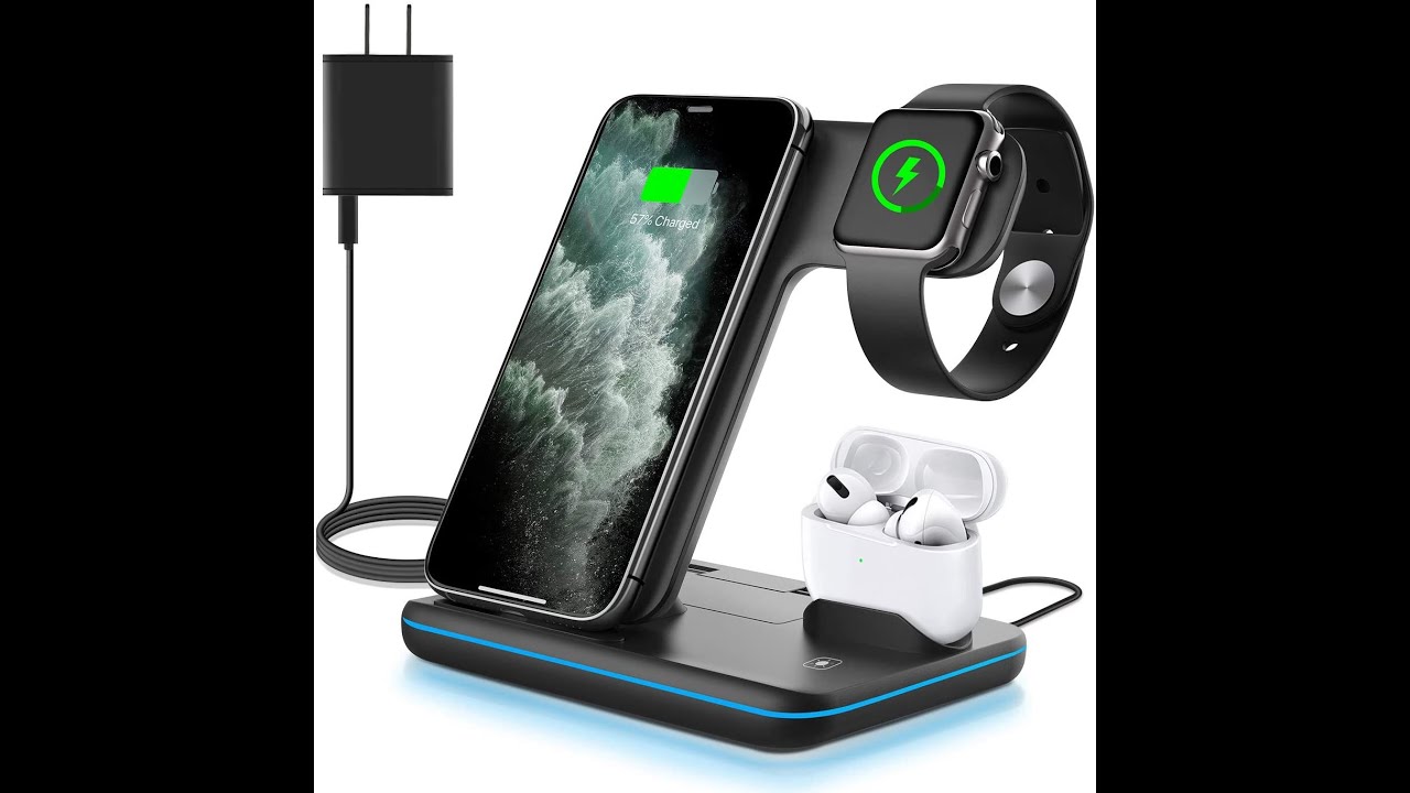 WAITIEE Wireless Charger 3 in 1, 15W Fast Charging Station for Apple iWatch AirPods Pro,