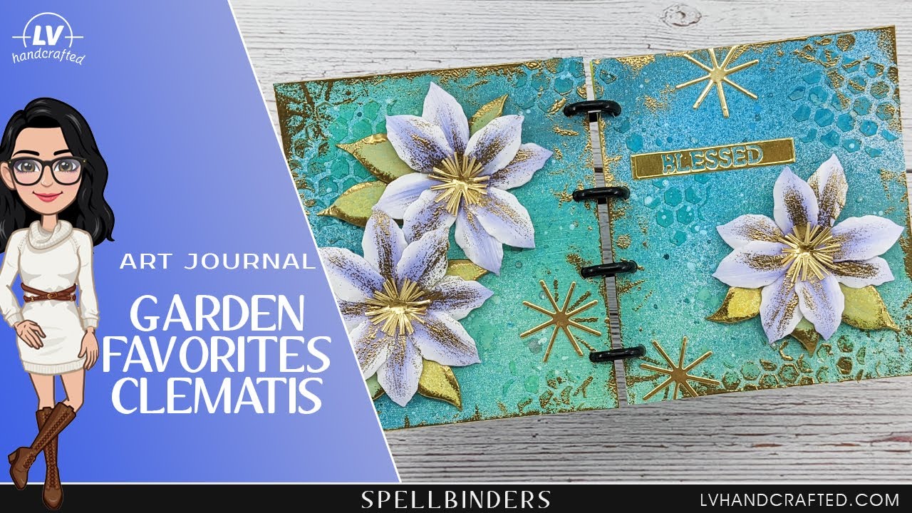 Art Journal - Clematis Flower from Susan's Garden Favorites by Spellbinders