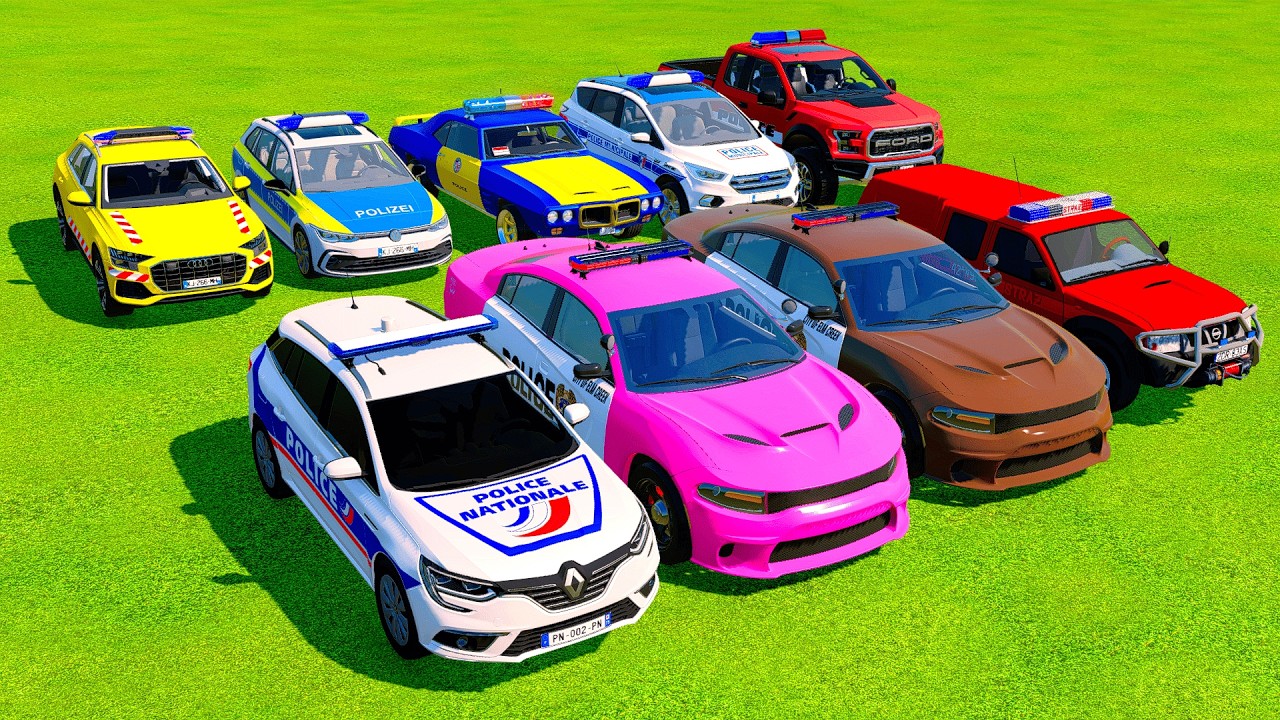 TRANSPORTING AND DRIVEN 9 POLICE CARS,DACIA, VOLVO TO GARAGE FS22 VOL 21