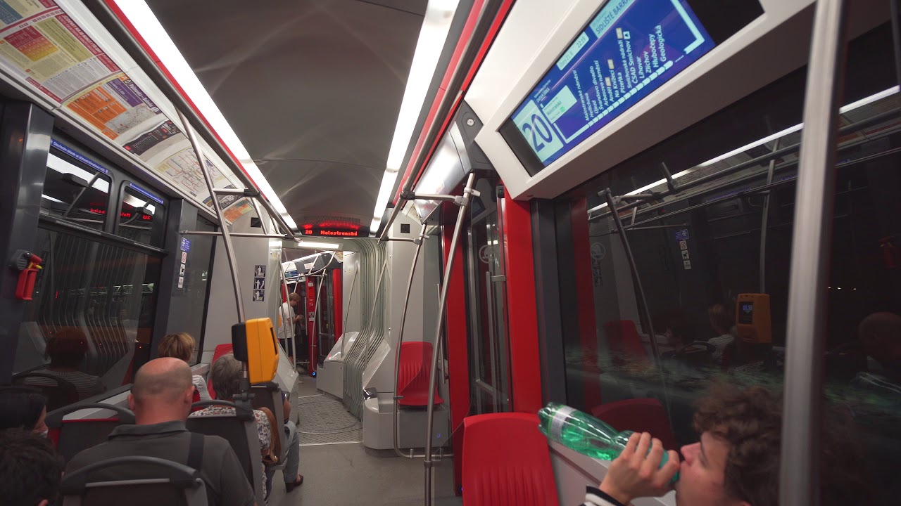 Czech Republic, Prague, night ride with tram 20 from Vítězné náměstí to Malostranská