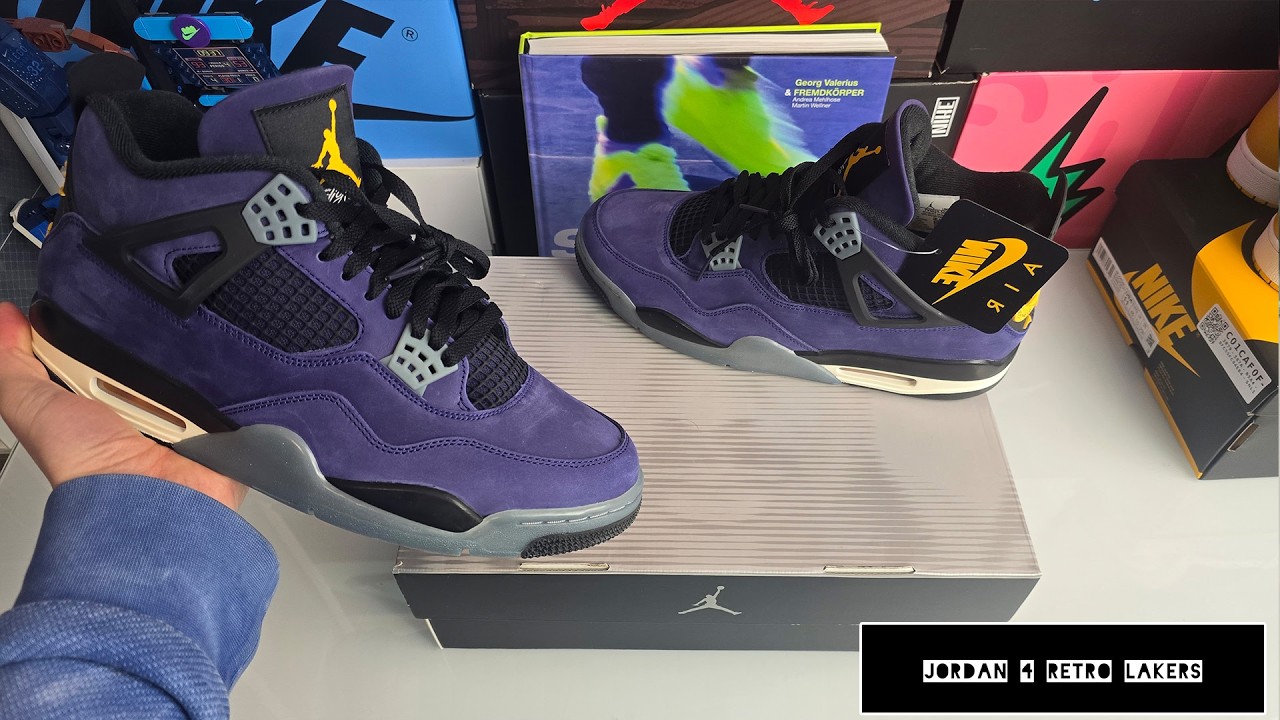 Jordan 4 Retro Lakers - On Feet and Check - NiCe 87%