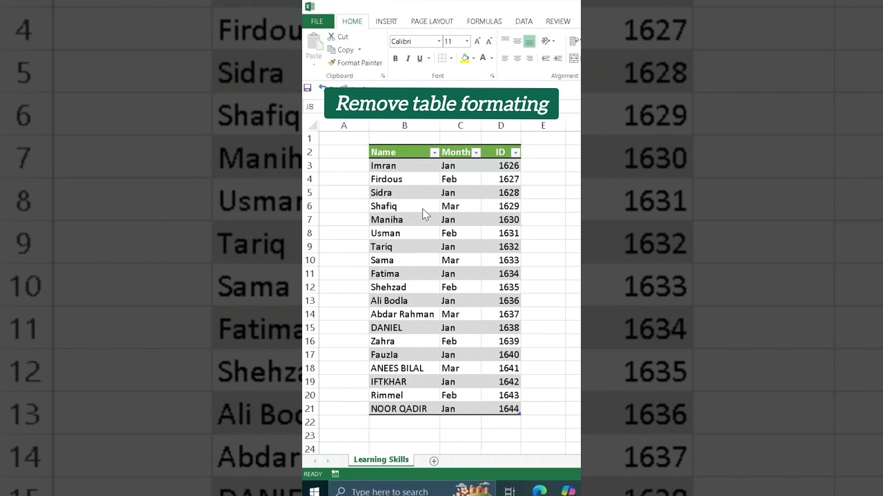 How to remove table format in Microsoft Excel?#microsoftexcel #tableformatting