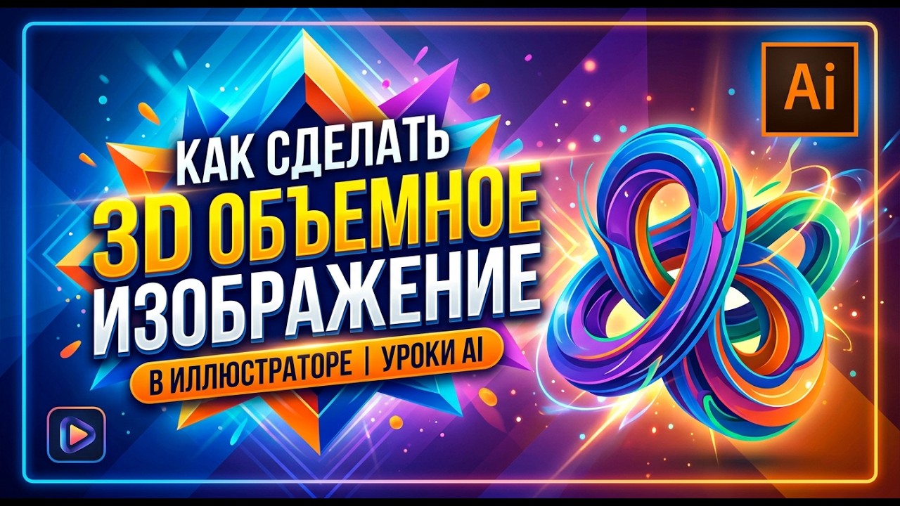 Как сделать 3D Объемное изображение в иллюстраторе | УРОКИ Adobe Illustrator