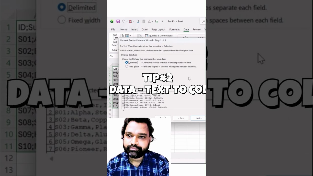 EXCEL: быстрое разделение текста по столбцам #shorts #viral #learning #fyp