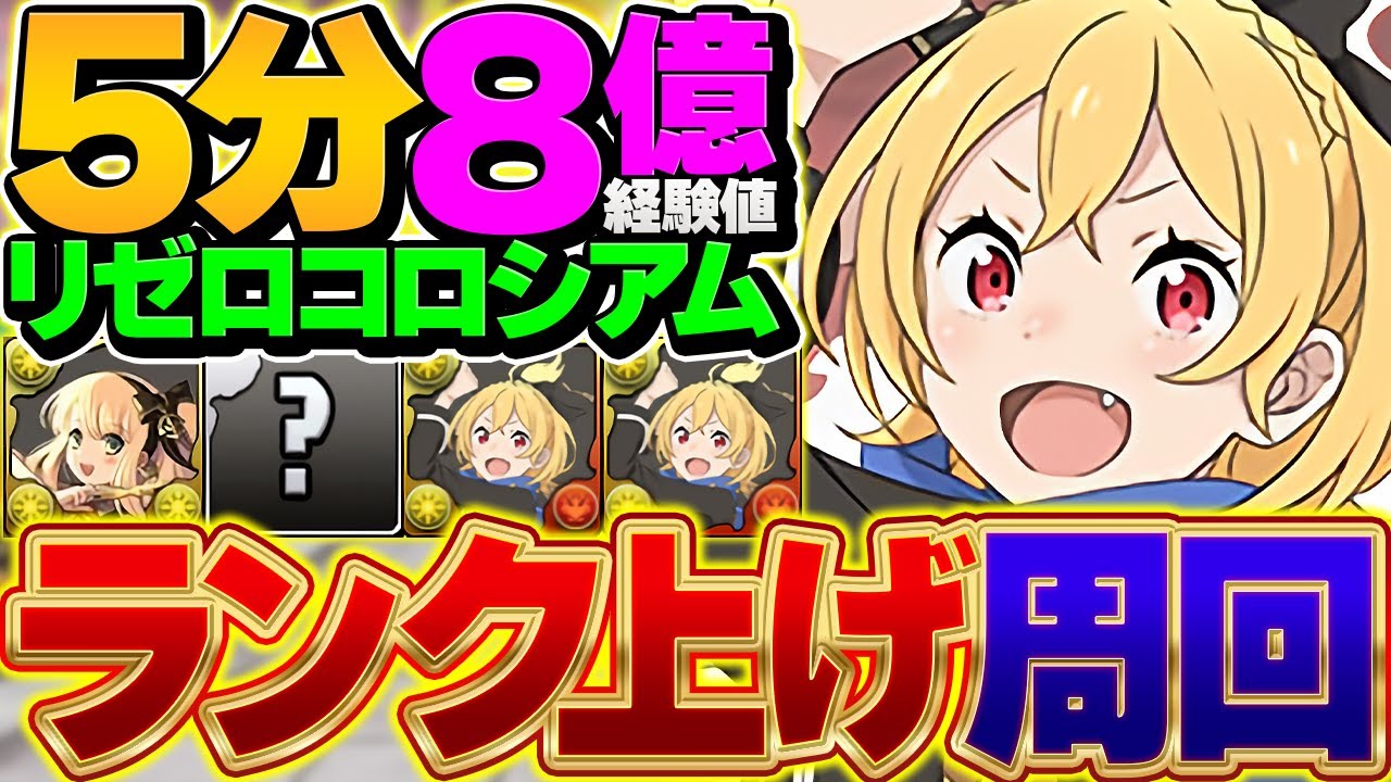 1周5分で8億経験値！リゼロコロシアムでランク上げしよう！周回編成4パターン解説！！【パズドラ】