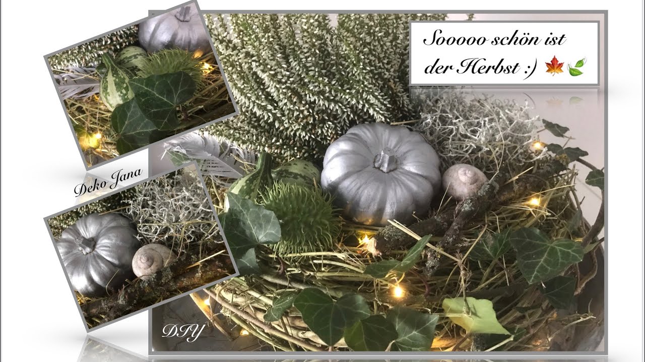 DIY: Herbst Deko Idee, schlicht und edel, Herbstbepflanzung in einem Hopfenkranz🍁🍃🍂 / Deko Jana