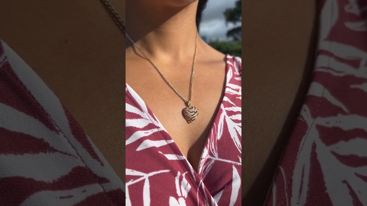 Aloha Heart Pendant in Gold with Diamonds #shorts
