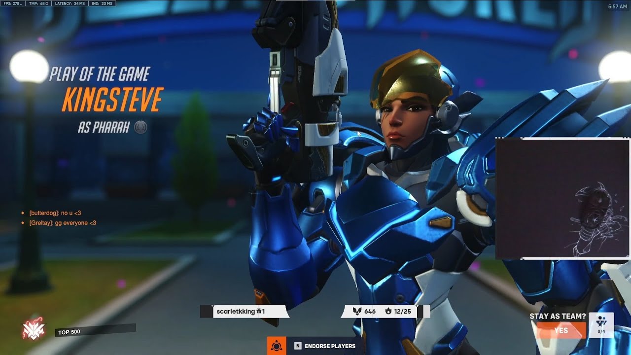 POTG! DOMINATING AS PHARAH IN RANKED! GALE PHARAH SEASON 7 TOP 500 GAMEPLAY OVERWATCH 2