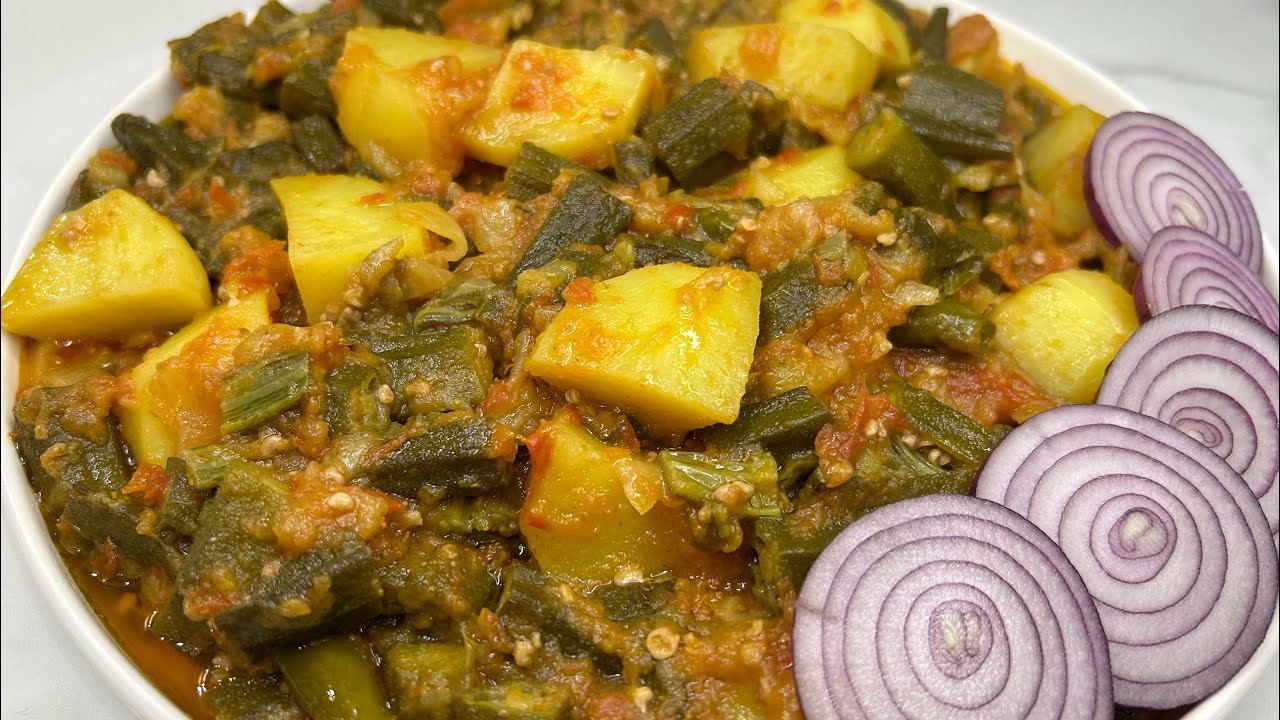 Potato Okra Recipe | Delicious Recipe | پختن بامیه👌
