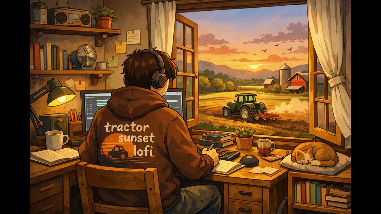 Relaxing Lofi Beats 1 Hour 🎧 Stress Relief & Focus Music - Tractor Sunset Lofi