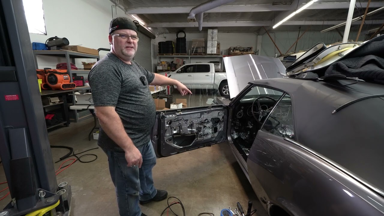 Electric windows and locks are installed in the 1968 Camaro