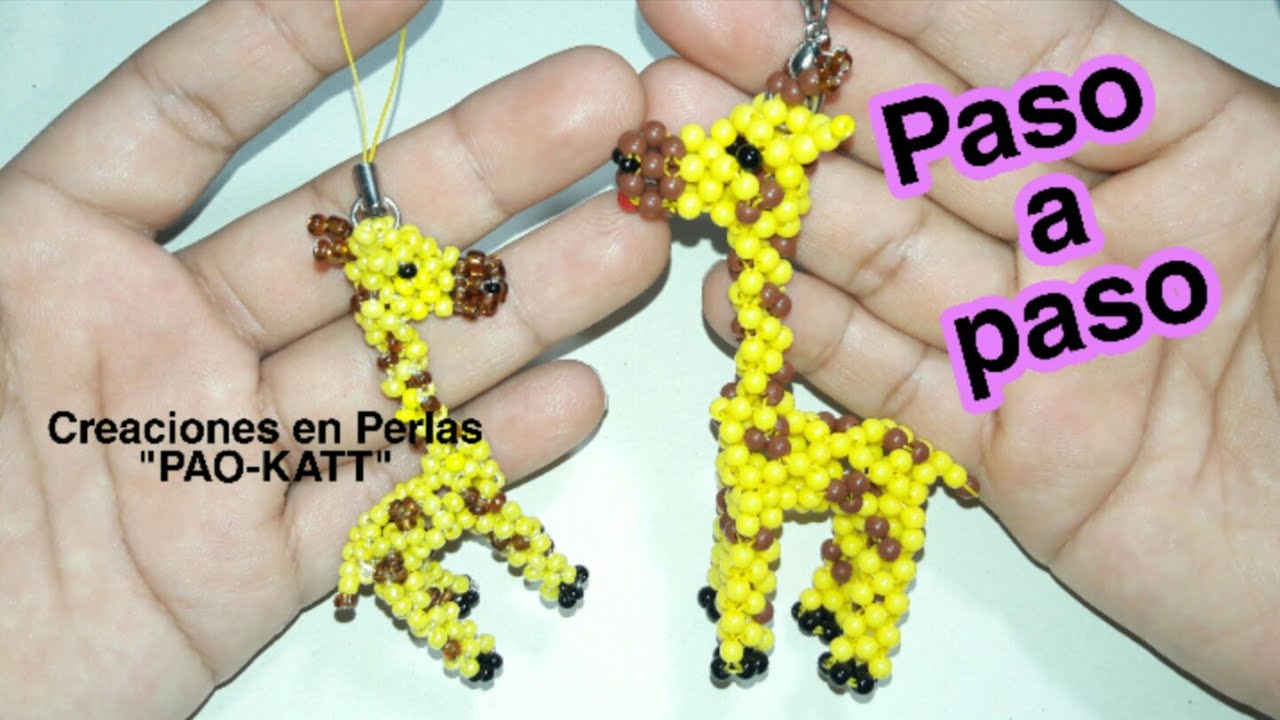 Como hacer jirafa hecha con perlas o cuentas. 