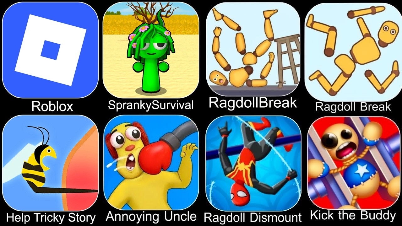 Roblox Steal a Brainrot,SprankySurvival,Ragdoll Break,Kick the Buddy,Annoying Uncle Punch,Kick Loser