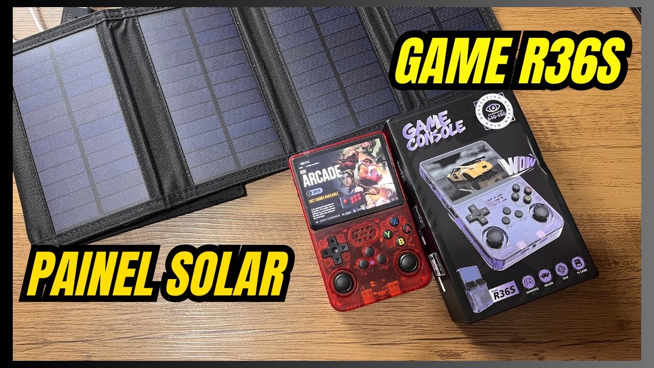 Game R36S e painel solar 20w do AliExpress, unboxing e primeiras impressões