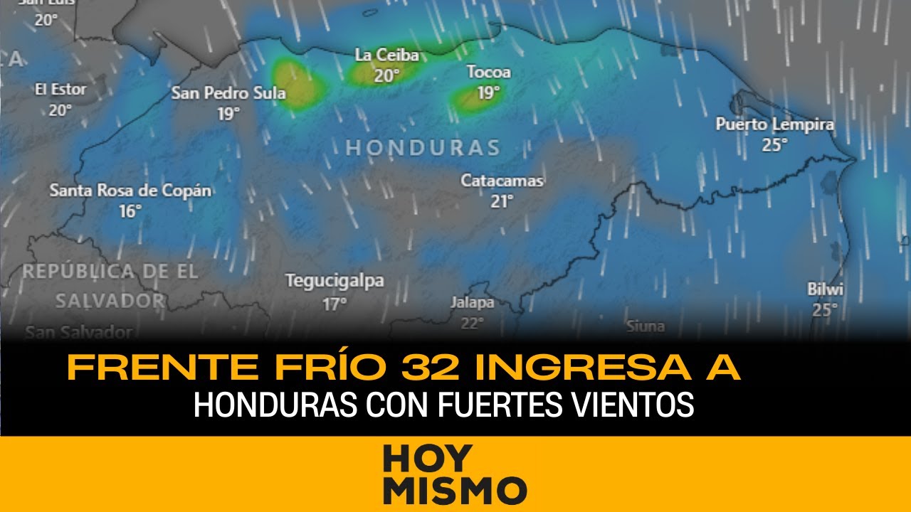 Frente frío 32 ingresa a Honduras con fuertes vientos y marcado descenso de temperaturas