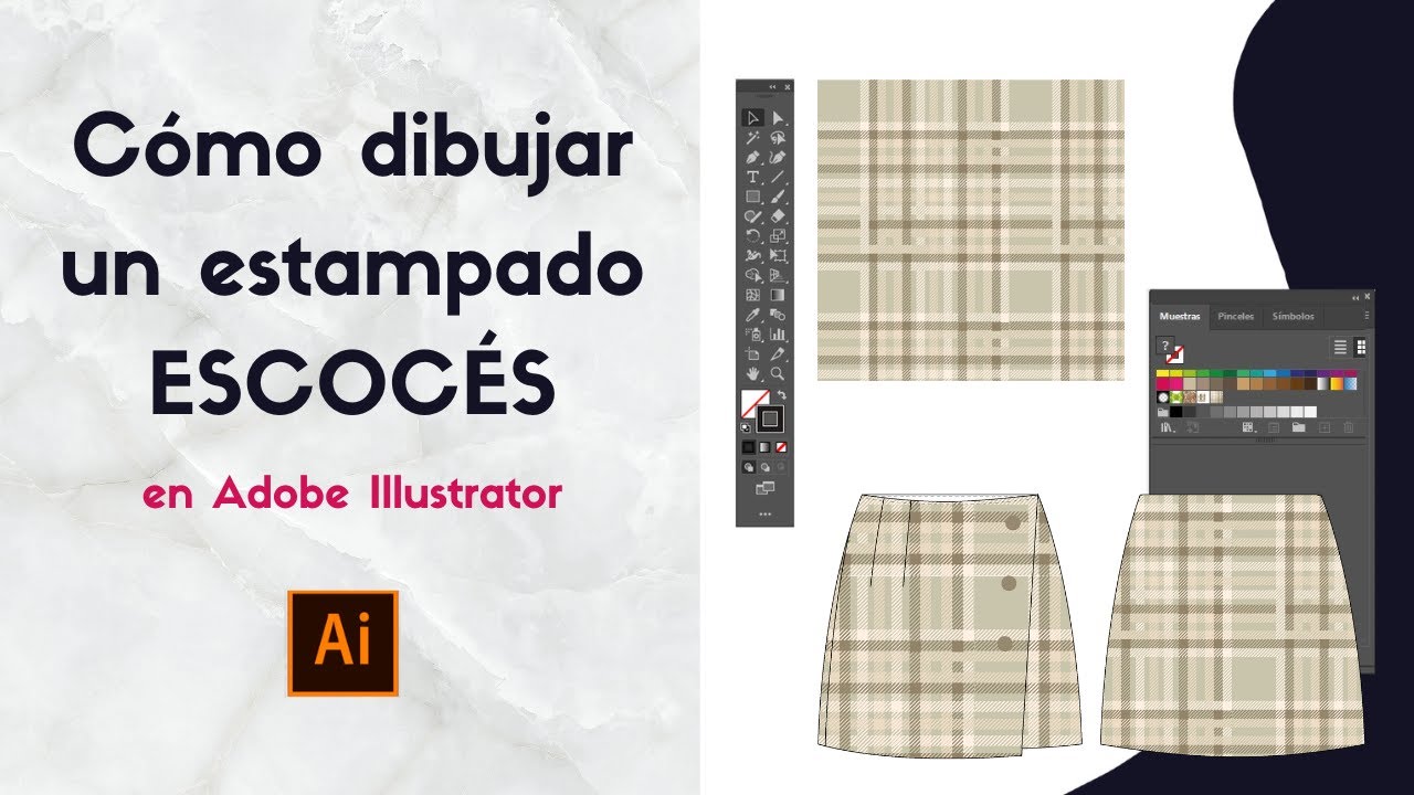 Cómo dibujar estampado escocés (tartán/a cuadros) en Illustrator y Aplicación a Geometral