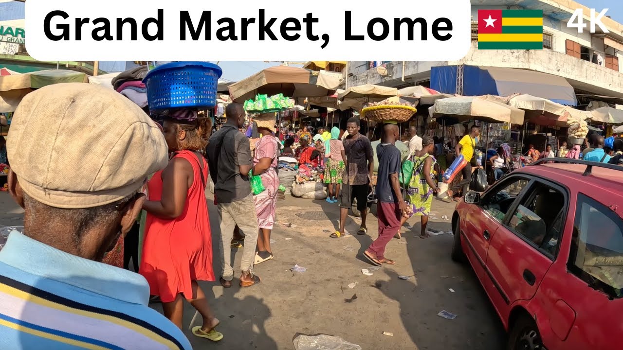 Lome Grand Market, A walking tour in 4K