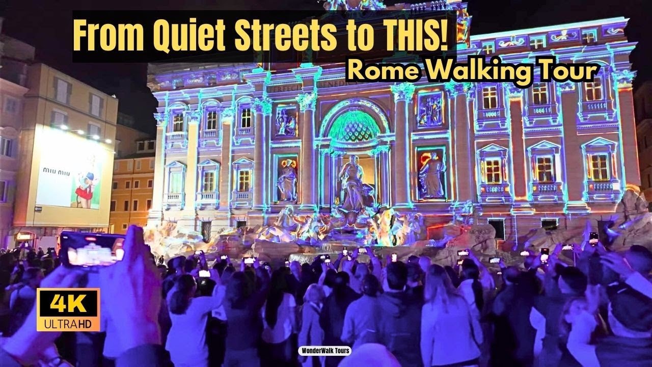 Rome Walking Tour | Trevi Fountain Like Never Before at Night 🇮🇹 | 4K Ultra HD