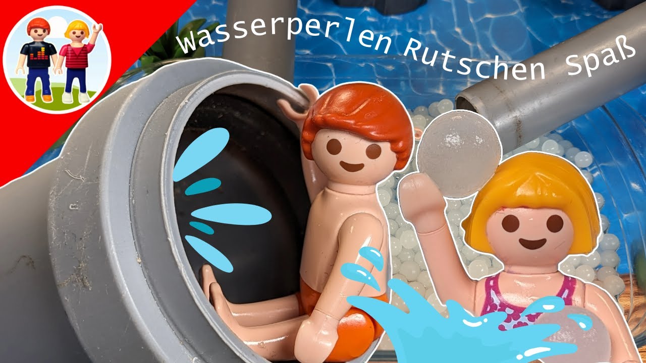 Rutschen in Wasserperlen | Schwimmbad | Playmobil Familie Sommer | Kinder | deutsch