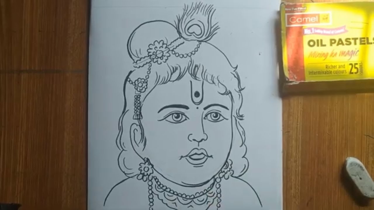 very easy line art bal krishna,krishna thakur drawing,how to draw bal gopal,how to draw lord krishna