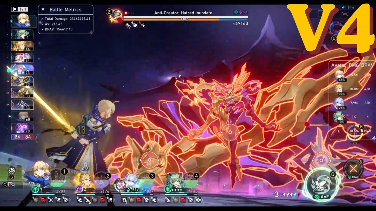 V4 | Saber/E1 Gilgamesh/E2 Sobin/E1 Huohuo zero cycle Irontomb King Anomaly Arbitration 4.5