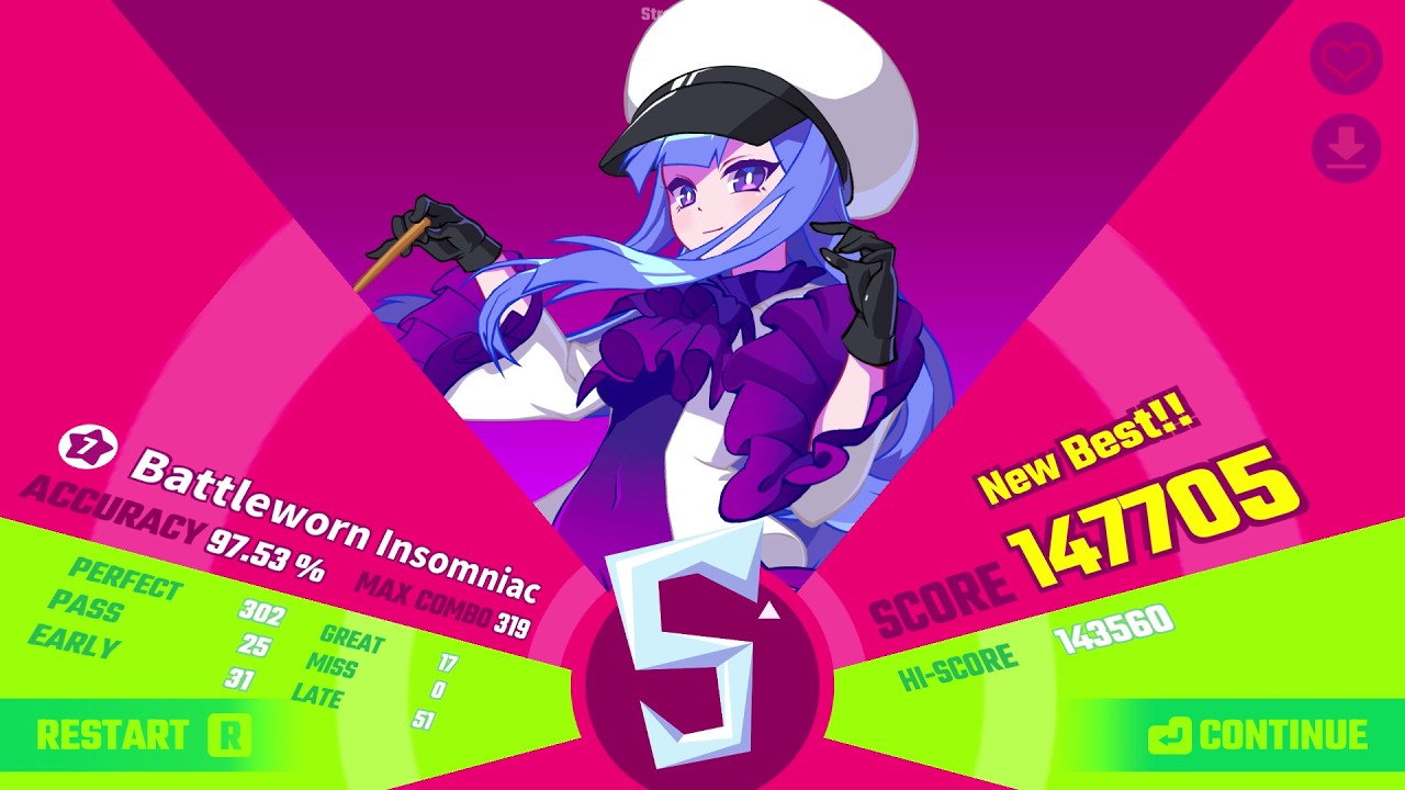 Super Battleworn Insomniac [Hard Lv.7] FC (97.53%) ▸ Muse Dash