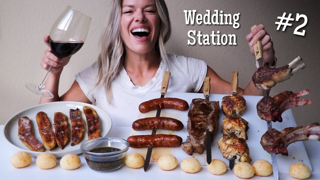 Churrasco MUKBANG | Wedding Food Station #2 | Steak, Chicken, Chorizo, Lamb, Brazilian Cheese Bread!