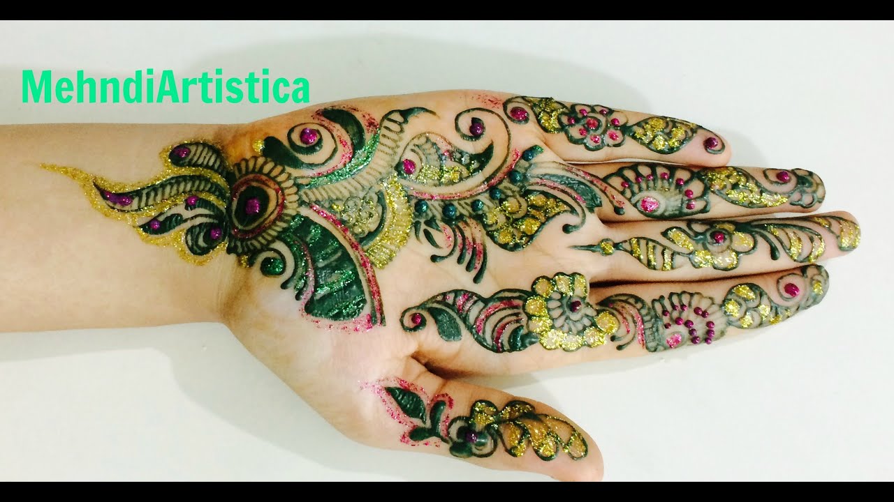 Glitter Mehndi Design For Hands:Beautiful Girlish Wedding Party Mehendi Designs By MehndiArtistica