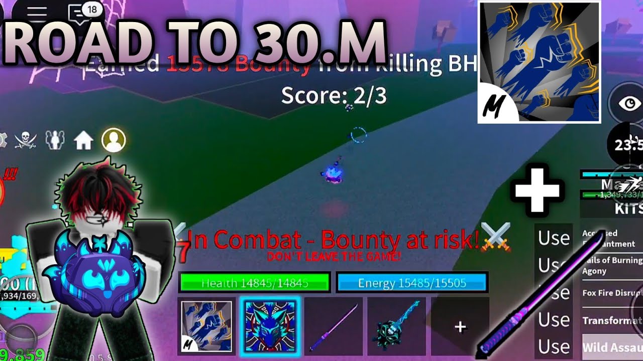 ROAD TO 30.M BOUNTY HUNTING WITH KITSUNE FRUIT ! [ BLOX FRUIT MOBILE ] #2 