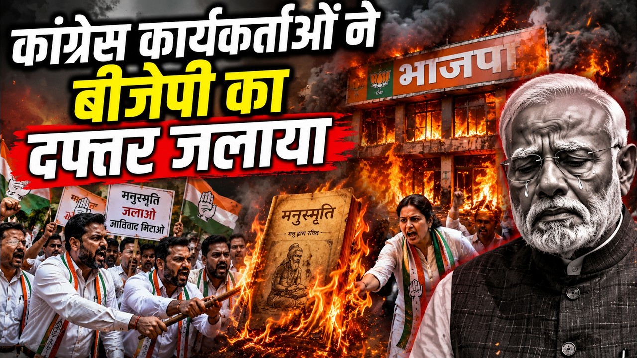 कांग्रेस के प्रदर्शन में हुआ बड़ा कांड? मनुस्मृति जलाने के बाद क्या हुआ! 🚨