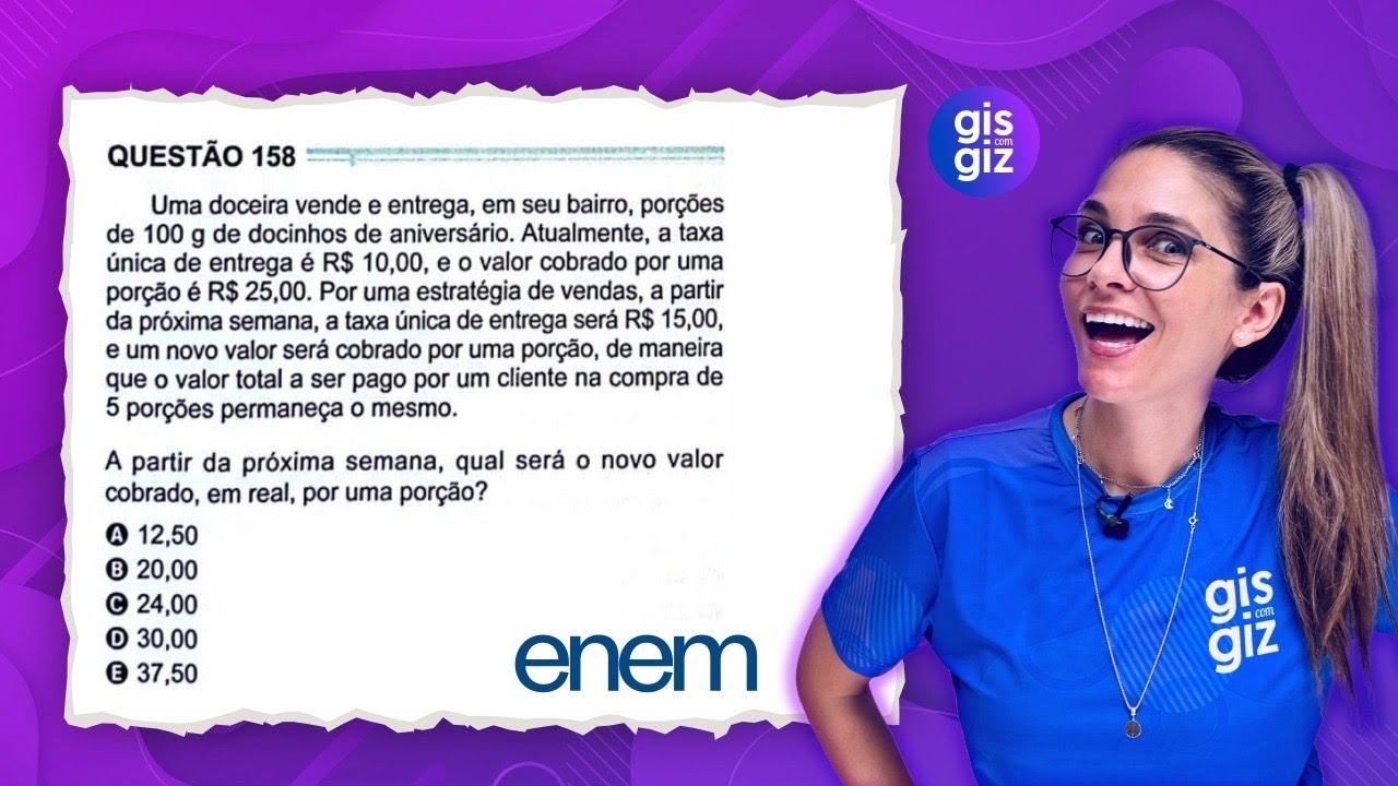 ENEM - QUESTÃO 158 PROVA VERDE 2024 MATEMÁTICA
