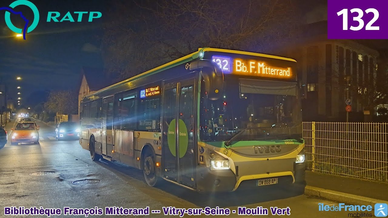 Bus 132 RATP - Urbanway 12 N°8835 Bibliothèque François Mitterand --- Vitry-sur-Seine - Moulin Vert