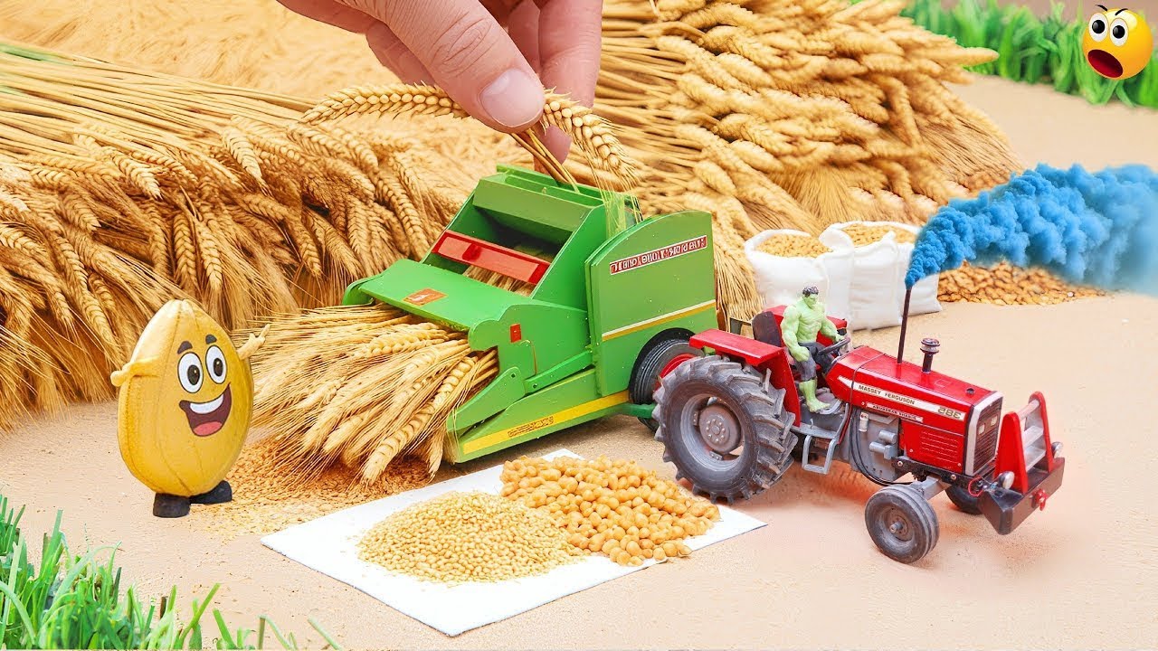 Top Most Creative Science Projects | Mini Tractor Is Threshing Wheat By Thresher Machine 