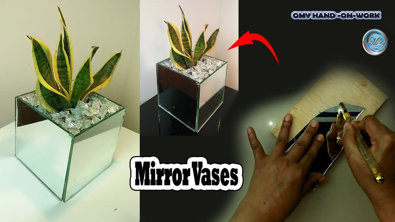 How To Make A Vase Using An Old Mirror || Easy  Making Square  Mirror Vases || Cement Craft Ideas