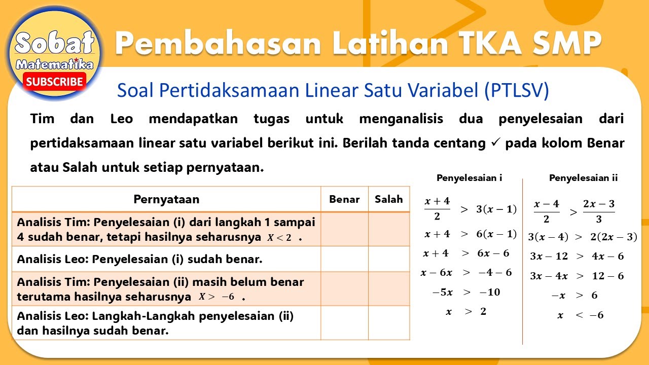 Soal PTLSV Pembahasan Latihan Tes Kemampuan Akademik TKA SMP #tkasmp #ptlsv #matematikasmp