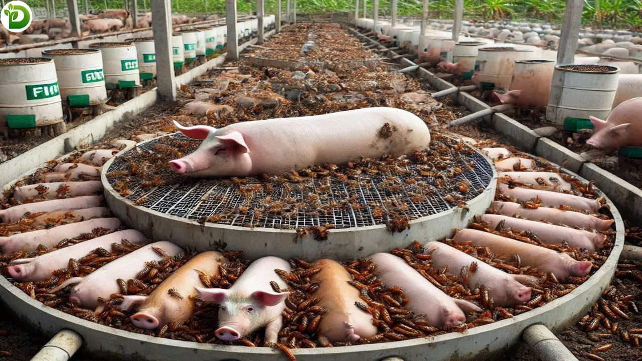 Pig Farm with Black Soldier Fly Larvae! 300% Increase In Productivity, Farming Documentary