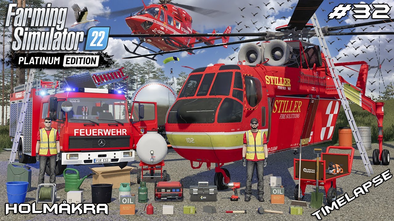 PUTTING OUT FOREST FIRE WITH HELICOPTER | Forestry ON Holmakra | Farming Simulator 22 | Episode 32