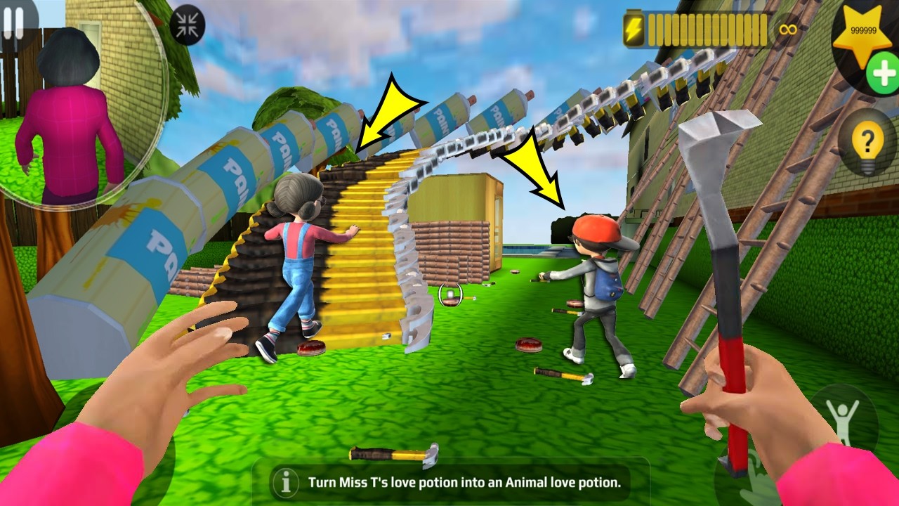 Scary Teacher 3D - троллинг мисс Т, множество лестниц и ловушек (мод-меню), часть 5544 #scaryteac...