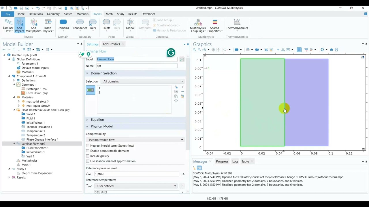 Melting Phase Change (PCM) by COMSOL Multiphysics