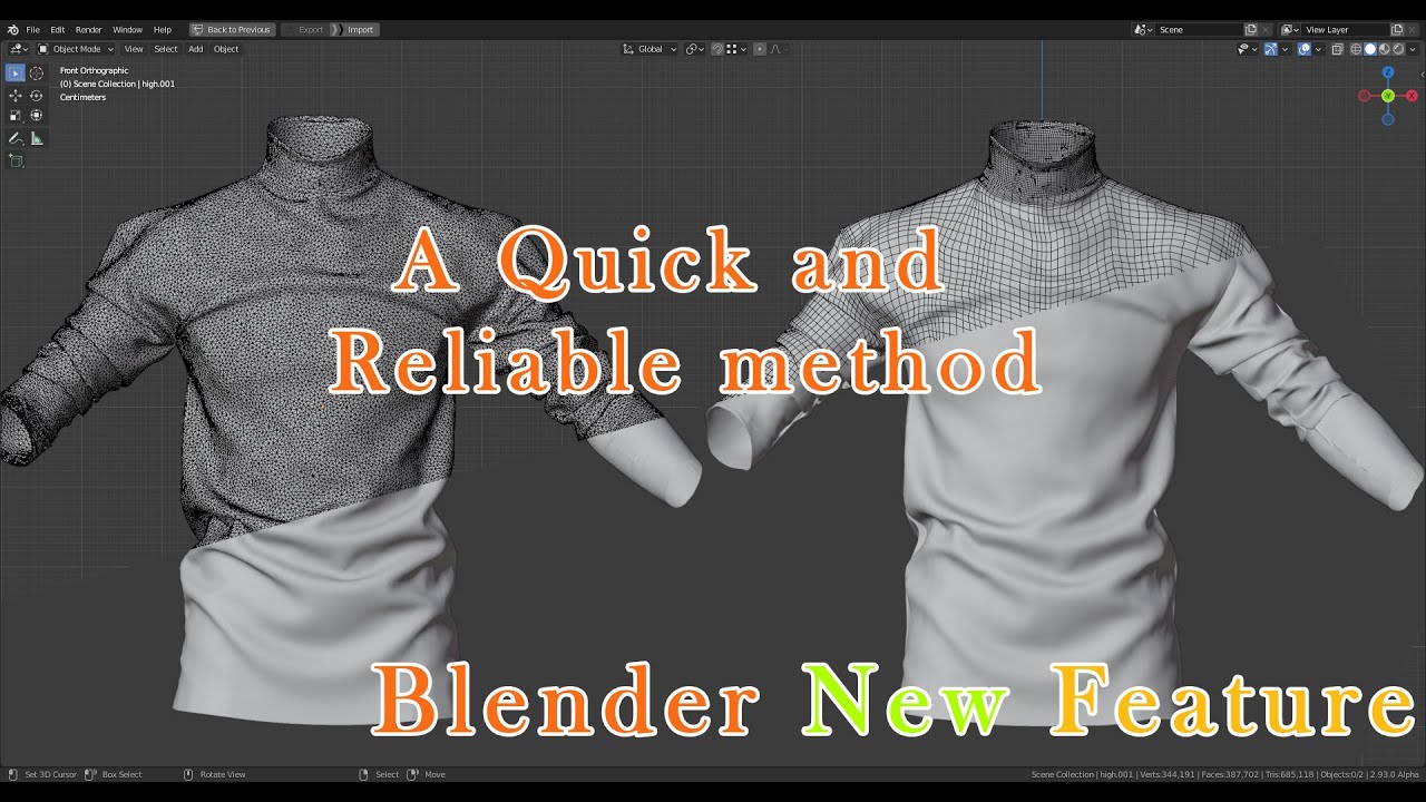 using blender to retopologize Marvelous design Assets